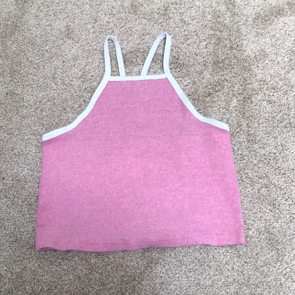 Pink and White Crop Tank